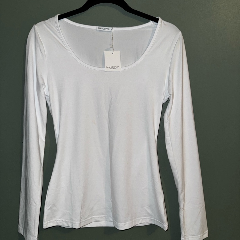 Mangopop White Long Sleeve Women's Tee